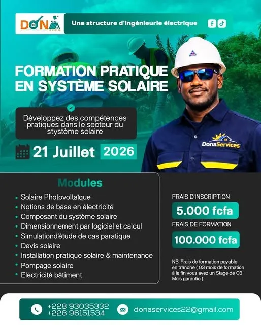 Affiche : Formation pratique en système solaire